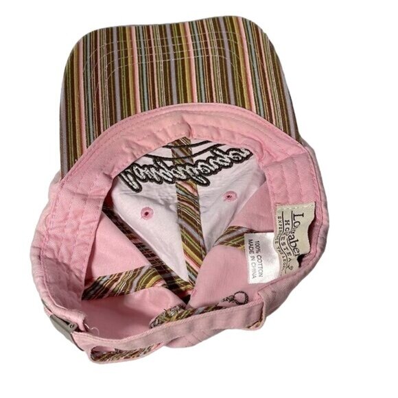 Longaberger Hat Pink Ball Cap VINTAGE Pink Logo Stripes Adjustable Cotton - Picture 2 of 7